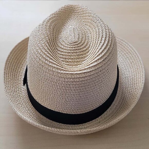 NWOT Sz M/L Panama Hat w Black Band & Adjustable / Removable Chin Strap - Picture 5 of 6